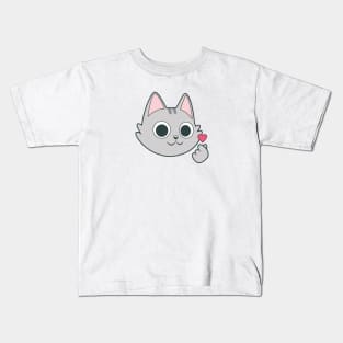 Cat-pop finger heart Kids T-Shirt